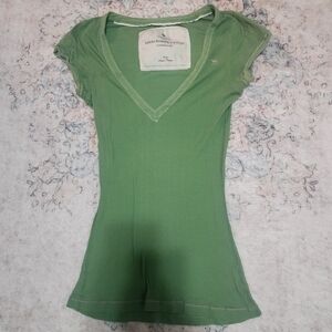 Vintage Abercrombie & Fitch Sage Green V-Neck Tee